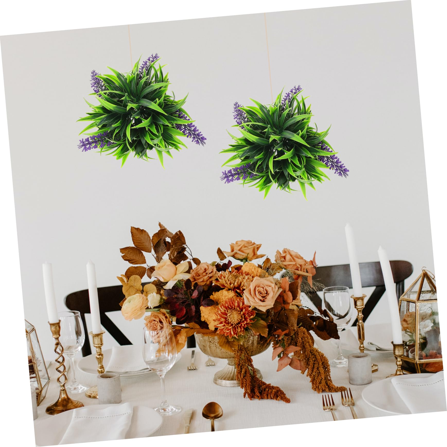Yardenfun 4pcs Lavender Balls Mall Hanging Pendant Vivid Topiary Ball Artificial Grass Plant Balls Ceiling Grass Ball Decor Hanging Topiary Balls Decorative Hanging Balls Decorative Balls