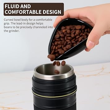 Coffee Bean Dosing Cup and Spray Bottle Kit - Ceramic Single Dosing Tray,Static Reducing Spray (Black)