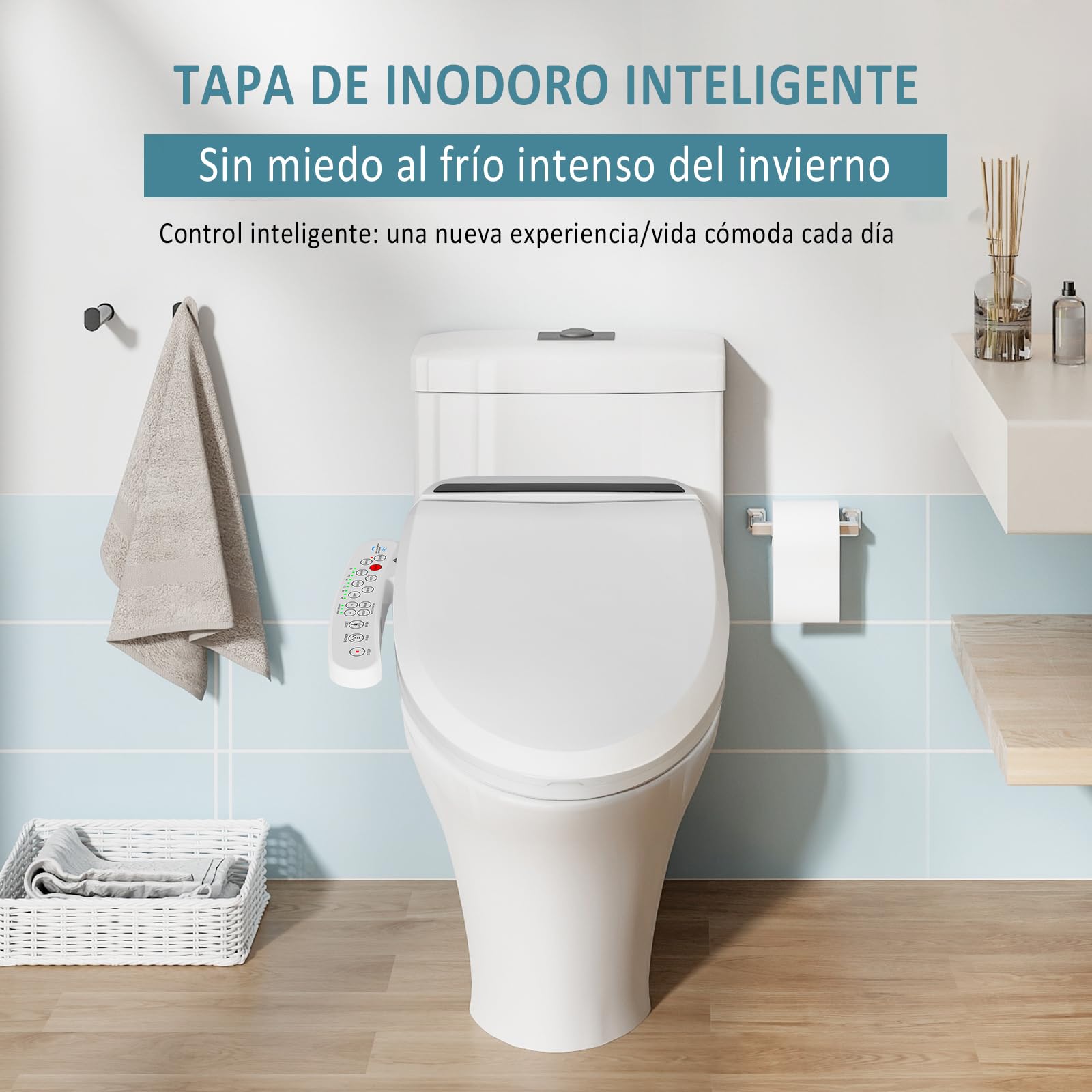 YU YUSING Asiento de inodoro inteligente inteligente con boquilla, inodoro, bidé, asiento calefactable con descenso automático, presión de agua ajustable, secado al aire caliente, fácil de