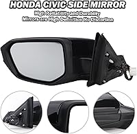 Vista 2 de Espejo Lateral del Lado del Conductor Compatible con Honda Civic 2016-2021, Espejo Lateral Izquierdo con Calefacción, Reemplazo# 76258TBAC02ZA