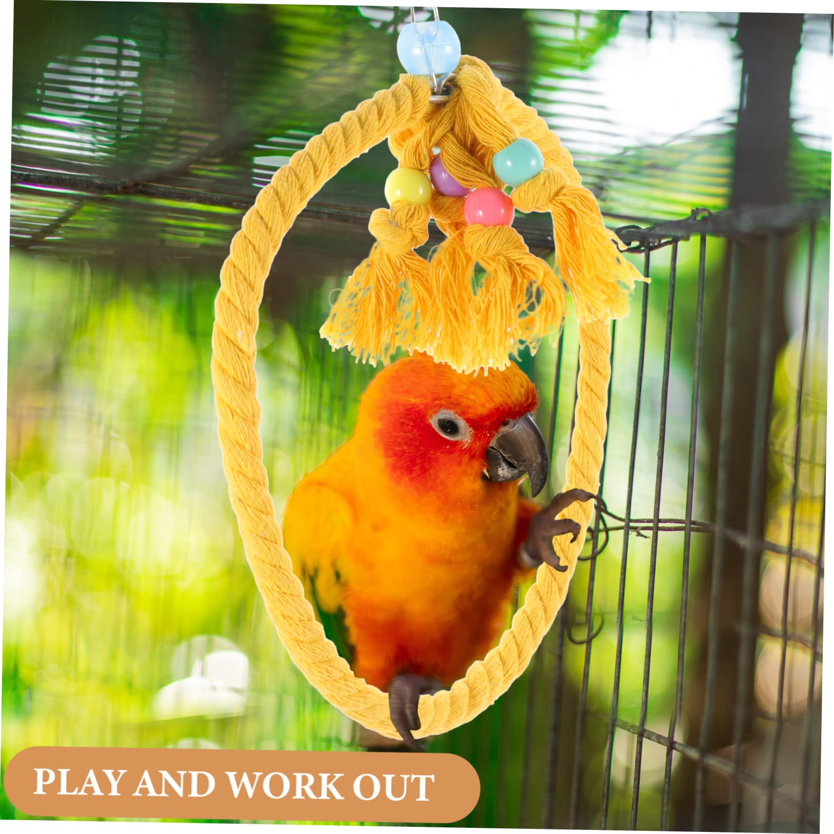 BESPORTBLE Parrot Rope Swing for Bird Cage Hanging Swing Perch for Budgies Parakeets and Conures Chewing with for Bird Stand and Play
