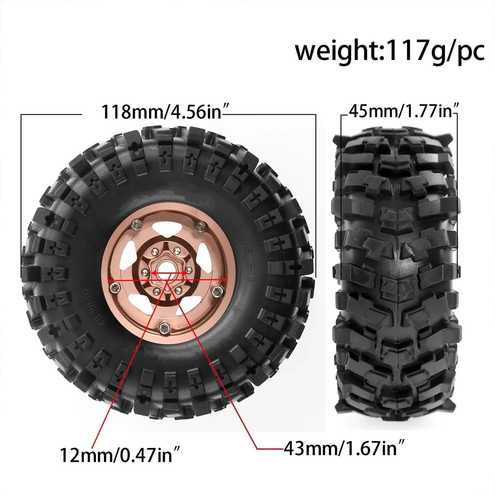 Pneumatici Da 1,9 Pollici Ruote Per Traxxas Per TRX4 Per SCX10 II RC