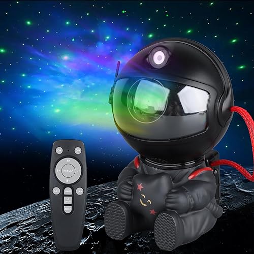 Proyector de estrellas de astronauta, 8 modos de control remoto y luces LED ajustables de 270, temporizador (negro original)