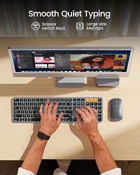 ProtoArc Backlit Bluetooth Keyboard and Mouse for Mac, KM100-A Full Size Wireless Keyboard Mouse for Mac, Multi-Device, Rechargeable, No USB, for MacBook Pro/Air, iPhone, iPad, Space Gray