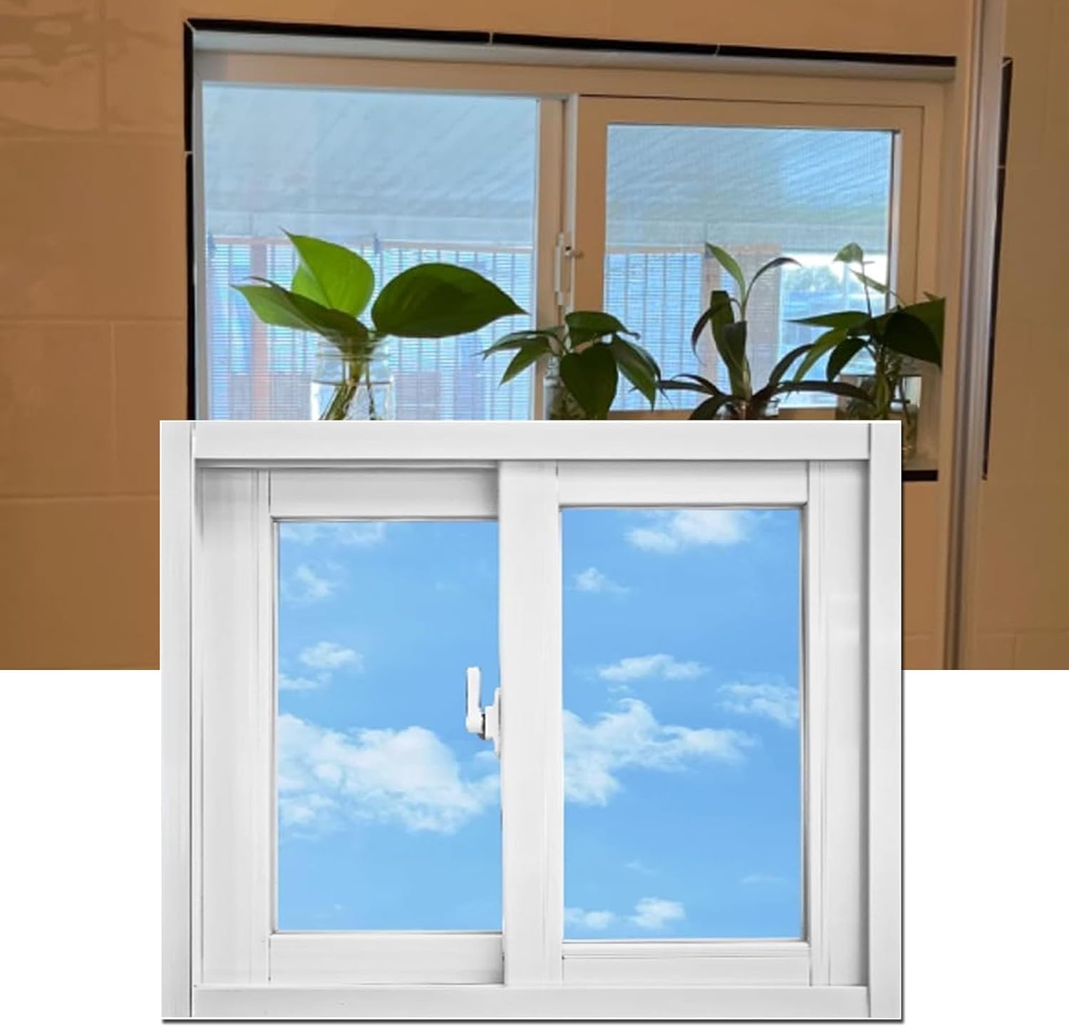 White Bathroom Basement House Replacement Window, 46x21Inch(W x H) Horizontal Lockable Shed Transom Sliding Window with Thermal Insulation Soundproof Glass for Chicken Coop/Playhouse/Loft