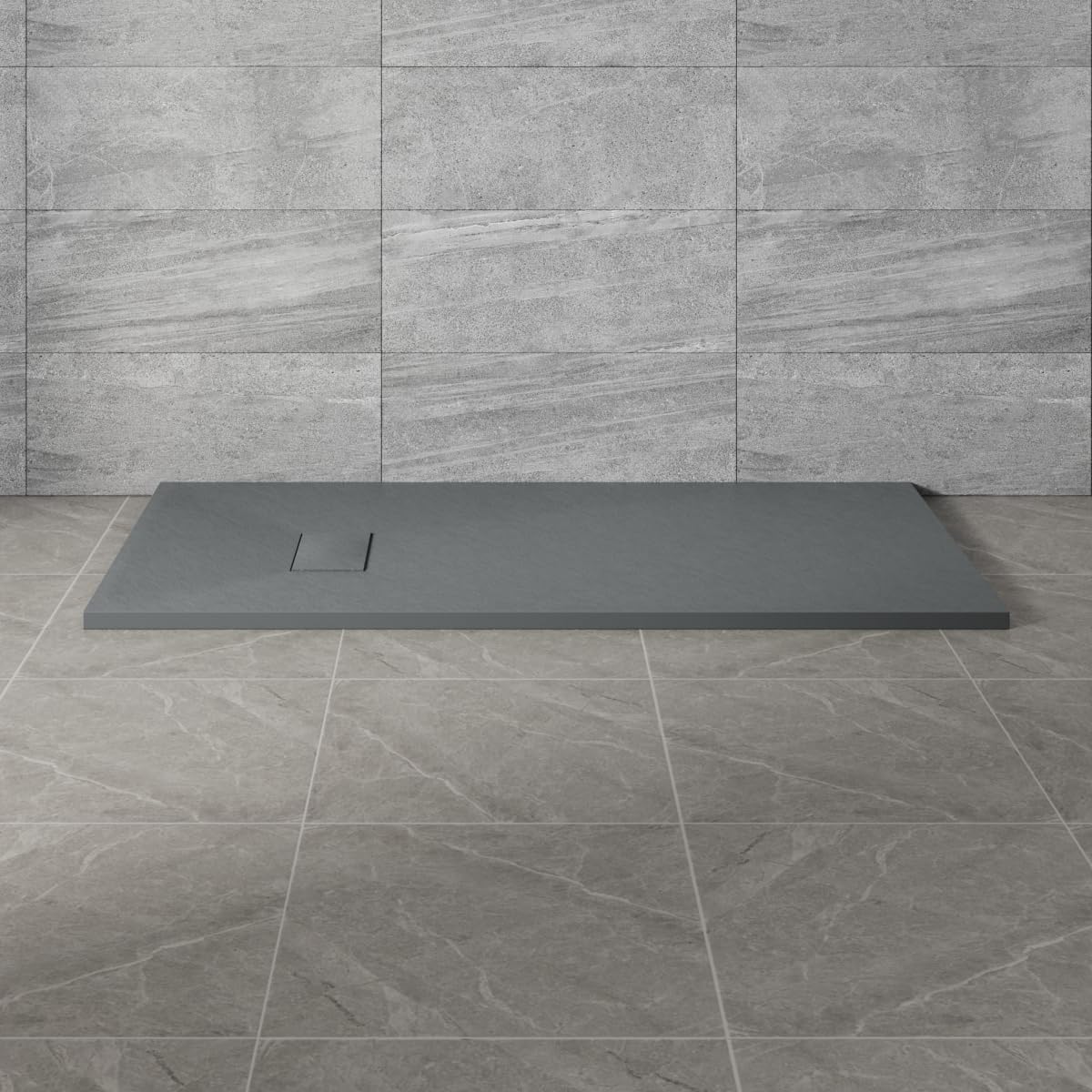 NRG 1400x700mm Anthracite SMC Rectangle Shower Tray Slip-Resistance Bathroom Shower Enclosure Base Tray