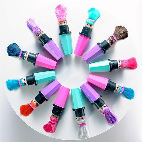 Miniatura 4 de Glam Crush Crush-It Girls - Muñecas de 3 pulgadas, estuche de cepillo, aplastamiento de sombra de ojos, 1 misterioso glamuroso, pasador de pelo,