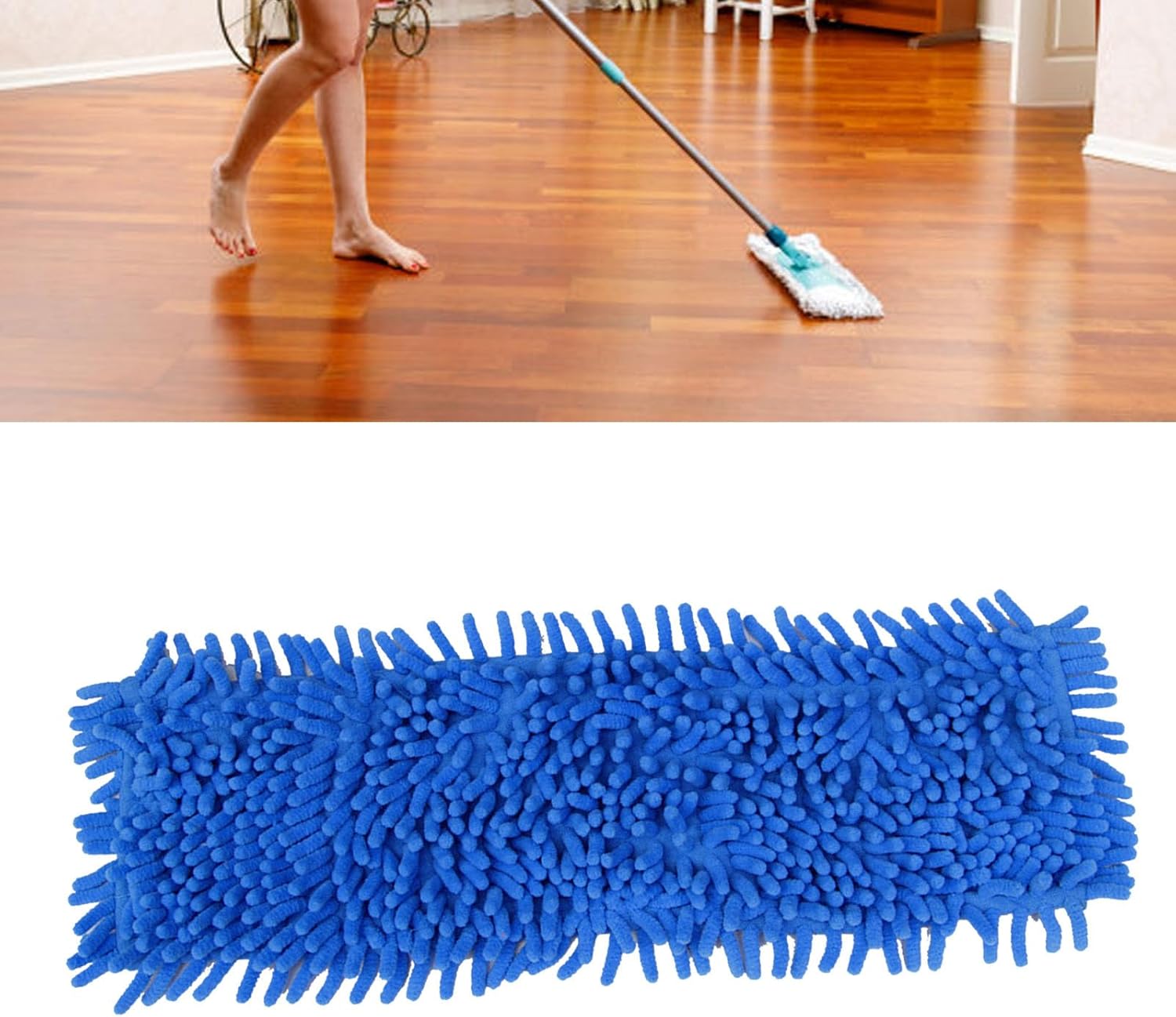 generic Reusable Flat Mop Pad Replacement, Super Absorbent Washable Floor Mop Head for Hardwood and Tile Floors, Easy Attachment for All