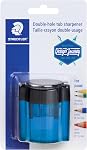 STAEDTLER Metal Double Hole Sharpener with Oval Tub - Manual Pencil Sharpener for Regular & Large Pencils, Makeup Pencils - 2 Sizes with Hinged Lid (Assorted Colors)