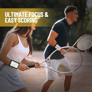 Hikeen Big Screen Score Keeper for Tennis Racket and Padel,Adjustable Wrist Strap Score Board for Recording Points,Games and Sets - Glue-Free, Lightweight, Laser Engraved Numbers