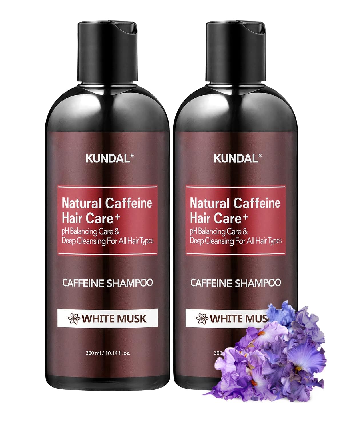 KUNDAL Natural Caffeine Hair Shampoo [White Musk] Scalp Care Deep Cleansing Hair Regrowth Enhancement, Suitable for All Hair Types. 600ml (300ml x2ea) 20.4 Fl Oz