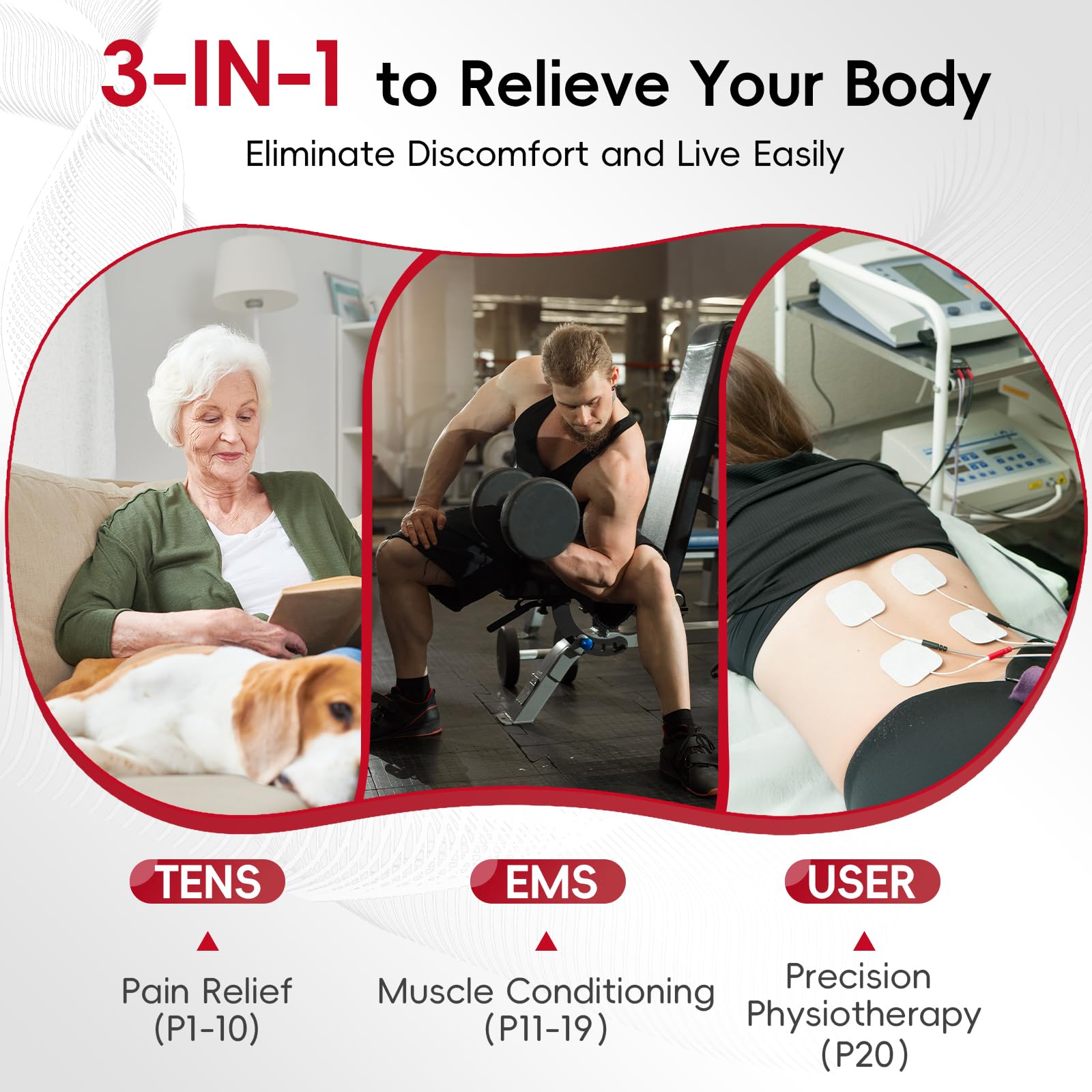 Comfytemp 3-in-1 TENS Unit with Large Back Pad, Pain Relief & EMS&User Mode — Amazon image 4