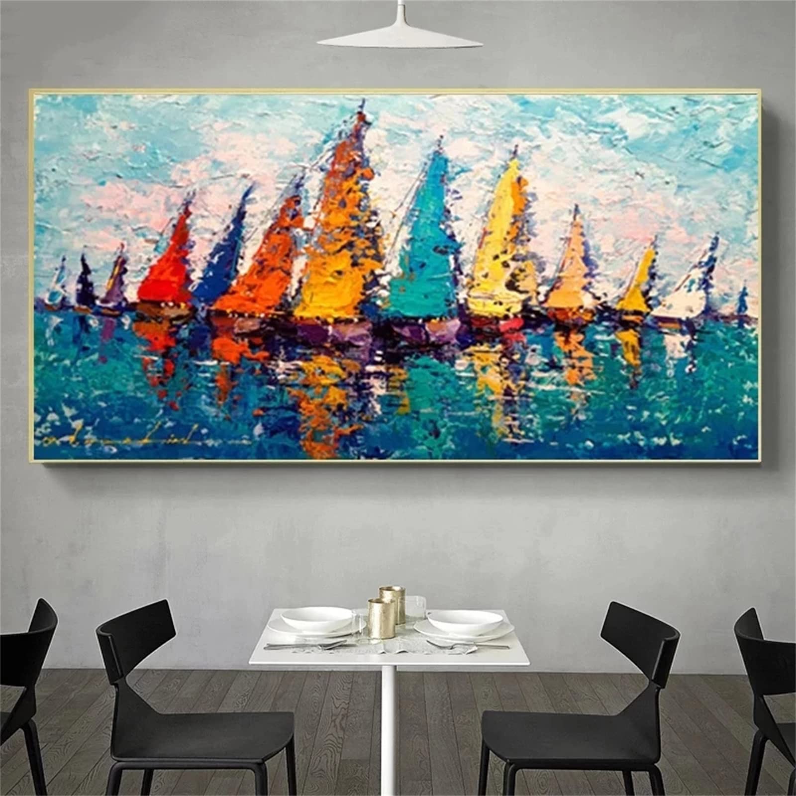 DIY zestawy do malowania diamentami 5D, pełne wiertło diamentowy obraz dla dorosłych i dzieci, kryształ stras haftowanie obrazy do dekoracji ścian domu - 60 x 120 cm / 24 x 47 cali (kolorowa łódka)