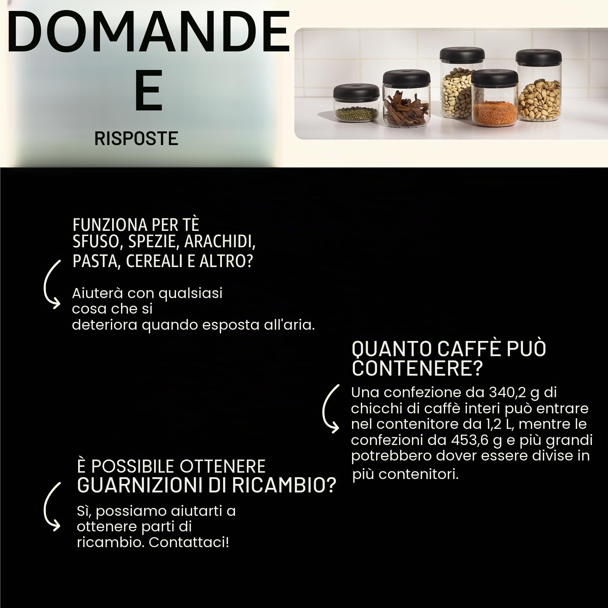 Fellow Contenitore per il vuoto per la conservazione di caffè e alimenti, pompa per vuoto integrata, chiusura ermetica 1,2 litro Vetro trasparente