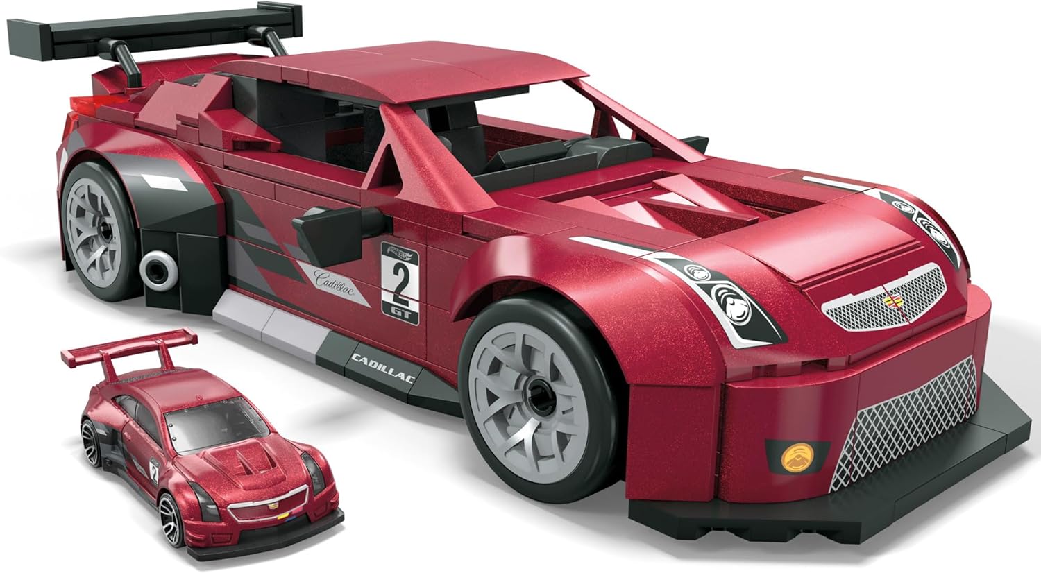 ​MEGA Hot Wheels Collectible Car Building Toy, Cadillac ATS-V R with 319 Pieces and Die-Cast Model, Build & Display Set for Collectors, Red