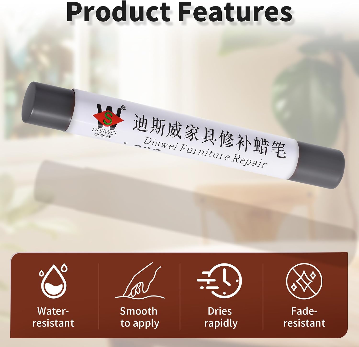 Wood Filler Sticks Iron Gray Furniture Scratch Repair Crayons Wood Floor Repair Wax Filler Sticks Furniture Repair Wax Crayons for Wooden Furniture, Floors, Cabinets & Tables