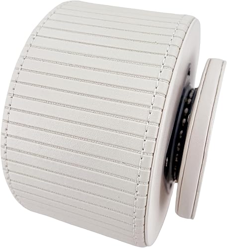 Miniatura 5 de Arniche Soporte redondo de cuero sintético para control remoto para mesa, organizador de escritorio giratorio de 360, 4 compartimentos para