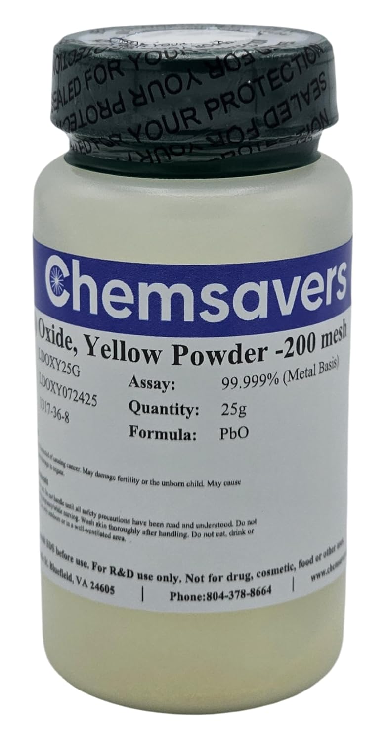 Lead(II) Oxide, Yellow Powder -200 mesh, 99.999% (Metals Basis), 25g