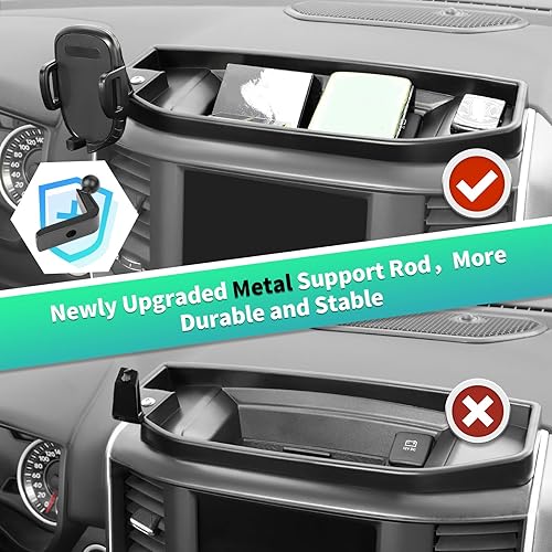 Miniatura 2 de Soporte de teléfono para tablero de montaje múltiple con barra de metal para Dodge RAM 2018-2023 (para pantalla de 8.4 pulgadas), bandeja de