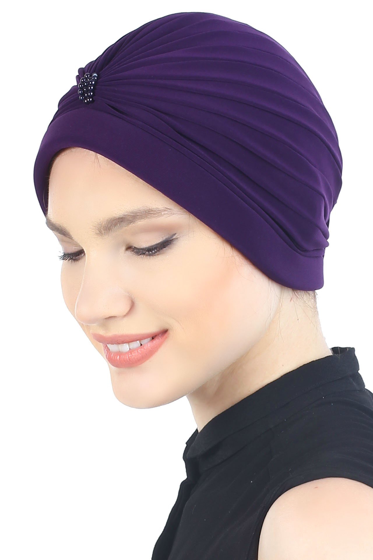 Deresina Headwear Women's Purple Deresina's Pearl Detail Turban For Hair Loss ( - One Size)