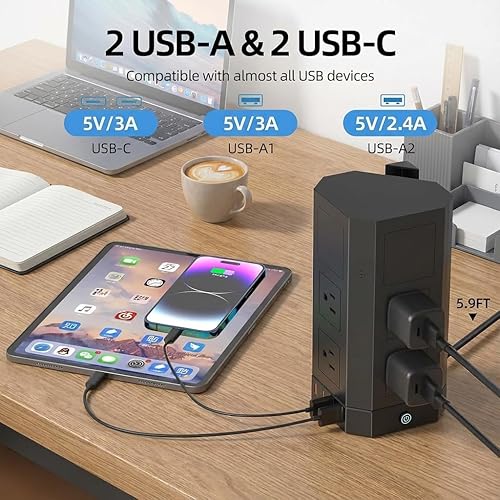 Miniatura 4 de Tira de alimentación de cámara espía oculta, concentrador de carga protegido contra sobretensiones con detección de movimiento para seguridad