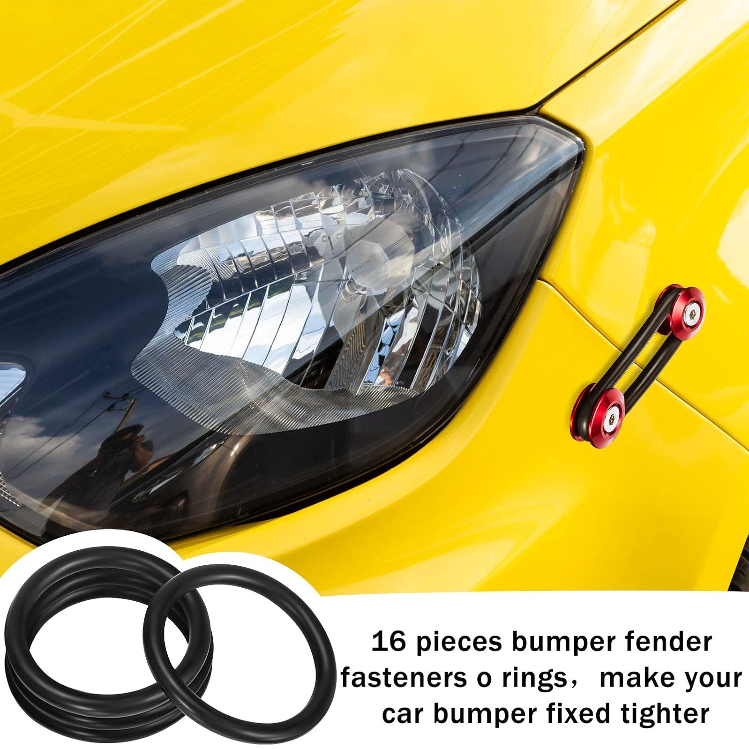 Bumper Fender Fasteners O Rings Black Bumper Fasteners Washers Replacement Rubber Bands O Rings Bumper Quick Release Fasteners Washers for Car Bumpers (16)