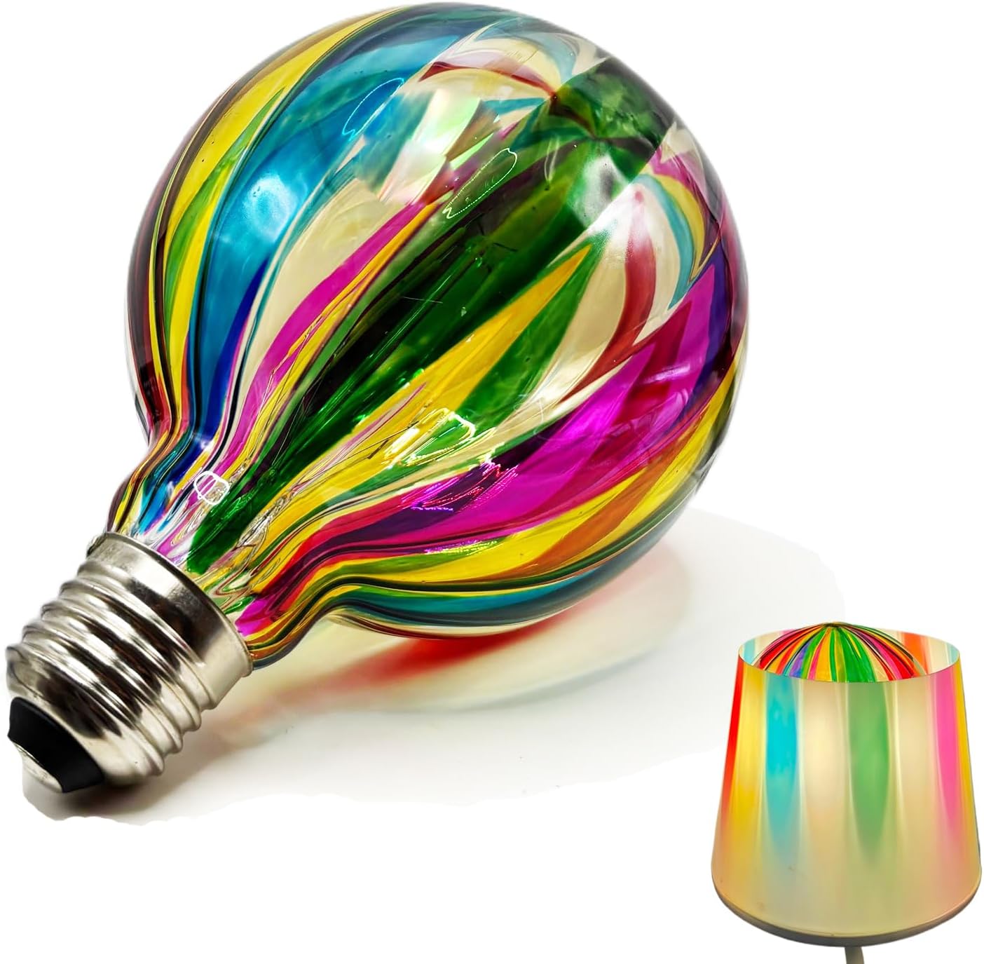 G95 Glass LED Light Bulb,E26 Base Warm Light 2700K 6 Watts LED Light Bulbs,Rainbow Sunflower Tiffany Lamp for Bedside Living Room Dormitory Dining Room Decorate Gift