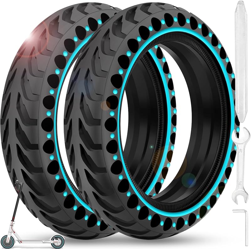 2PCS Pneu Plein Trotinette Electrique 8.5 Pouces Compatible avec Xiaomi M365 / M365 Pro / 1S / Pro 2/3 / 3 Lite/Essential, 8 1/2 x2 Roue Remplacement (Bleu)