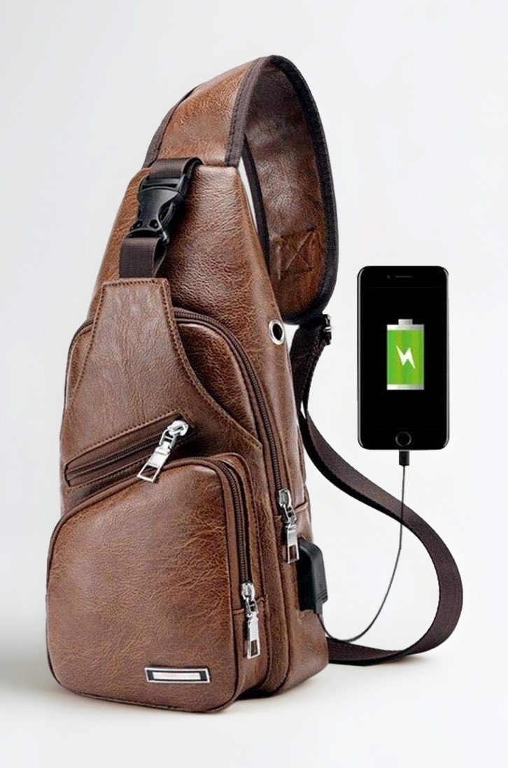 Leather Sling Bag Crossbody Backpack for Men Women Travel Outdoor Sports