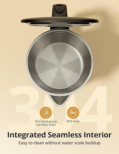 Miniatura 3 de Paris Rhône Hervidores eléctricos para agua hirviendo, tetera eléctrica de acero inoxidable, interior de 1,5 L, 1500 W, hervidor de agua con tapa