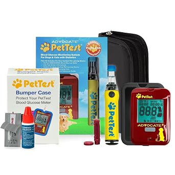 Painless Pet Glucose Monitoring Kit and Black Bumper Case for Dogs & Cats, with Classic Glucose Meter, Silicon Case, 50 Test Strips, Genteel Lancing Device, 50 Lancets