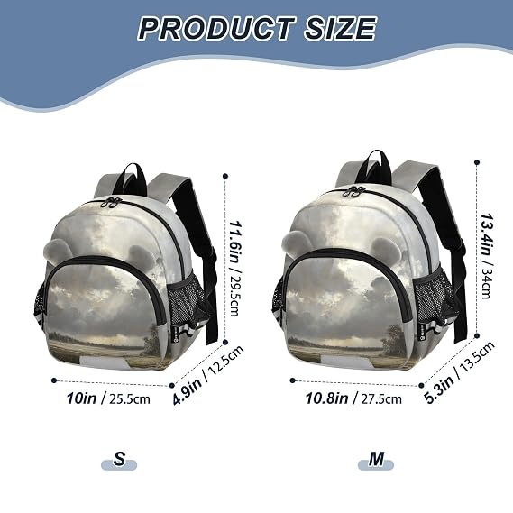 Sky Wetland Landscape Gray Toddler Harness Backpack for Boys Girls 3-6 Years Kids Backpack with Anti Lost Safety Leash Baby Harness Bookbag for Walking Preschool Travel