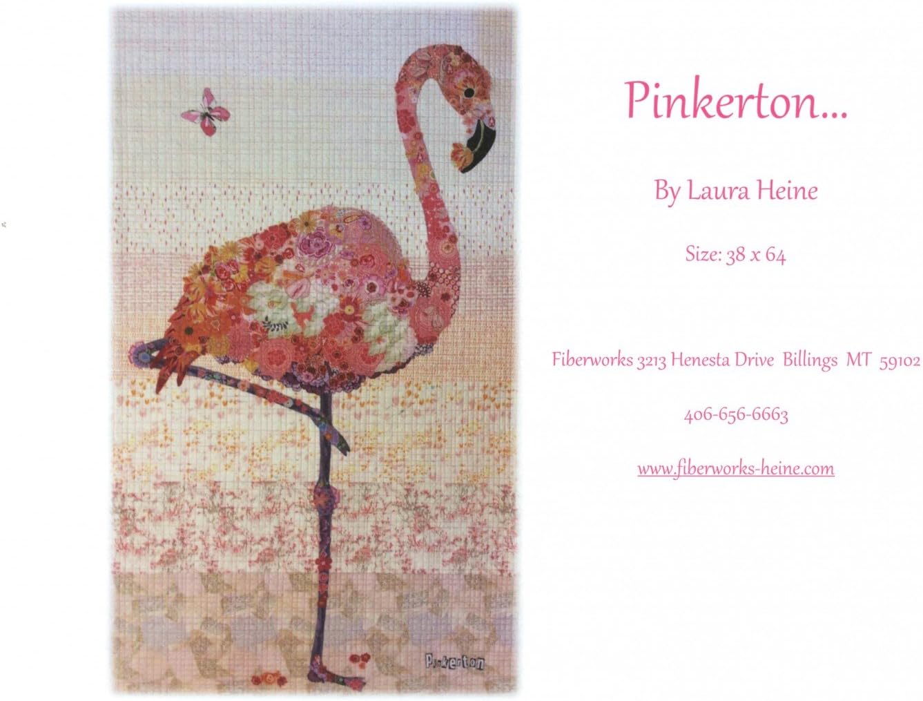 Pinkerton Flamingo Collage Applique Quilt Pattern by Laura Heine from Fiberworks Inc. 38" x 64"