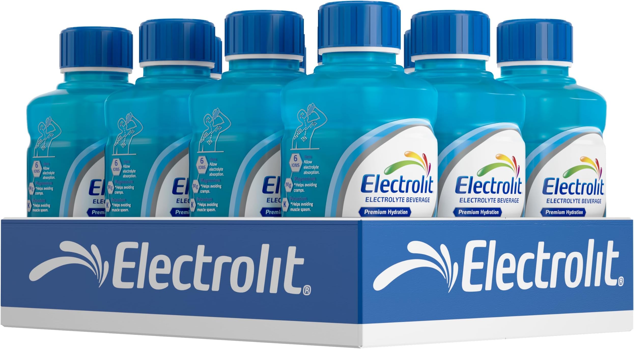 Electrolit, Electrolyte Beverage, Blue Raspberry, 21 Fl Oz bottle (Pack of 12)