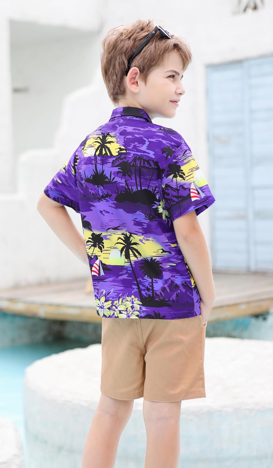 Cromoncent Hawaiian Shirt for Boy&Men Short Sleeve Cuban Collar Tropical Holiday Summer Beach Shirts