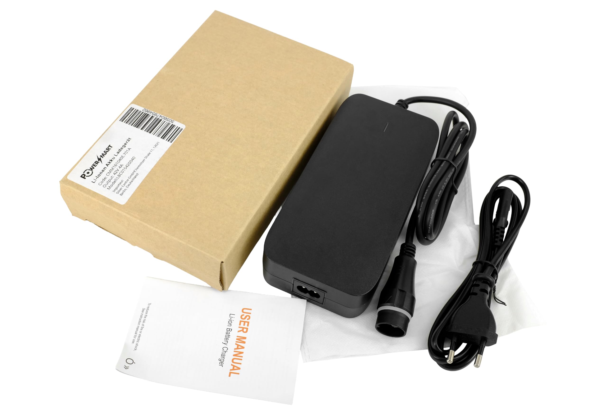 PowerSmart 42V Ladekabel 4A Ladegerät für 36V Akku von GasGas/Haibike/Hercules/Husqvarna/Merida/Raymon/Rose/Winora