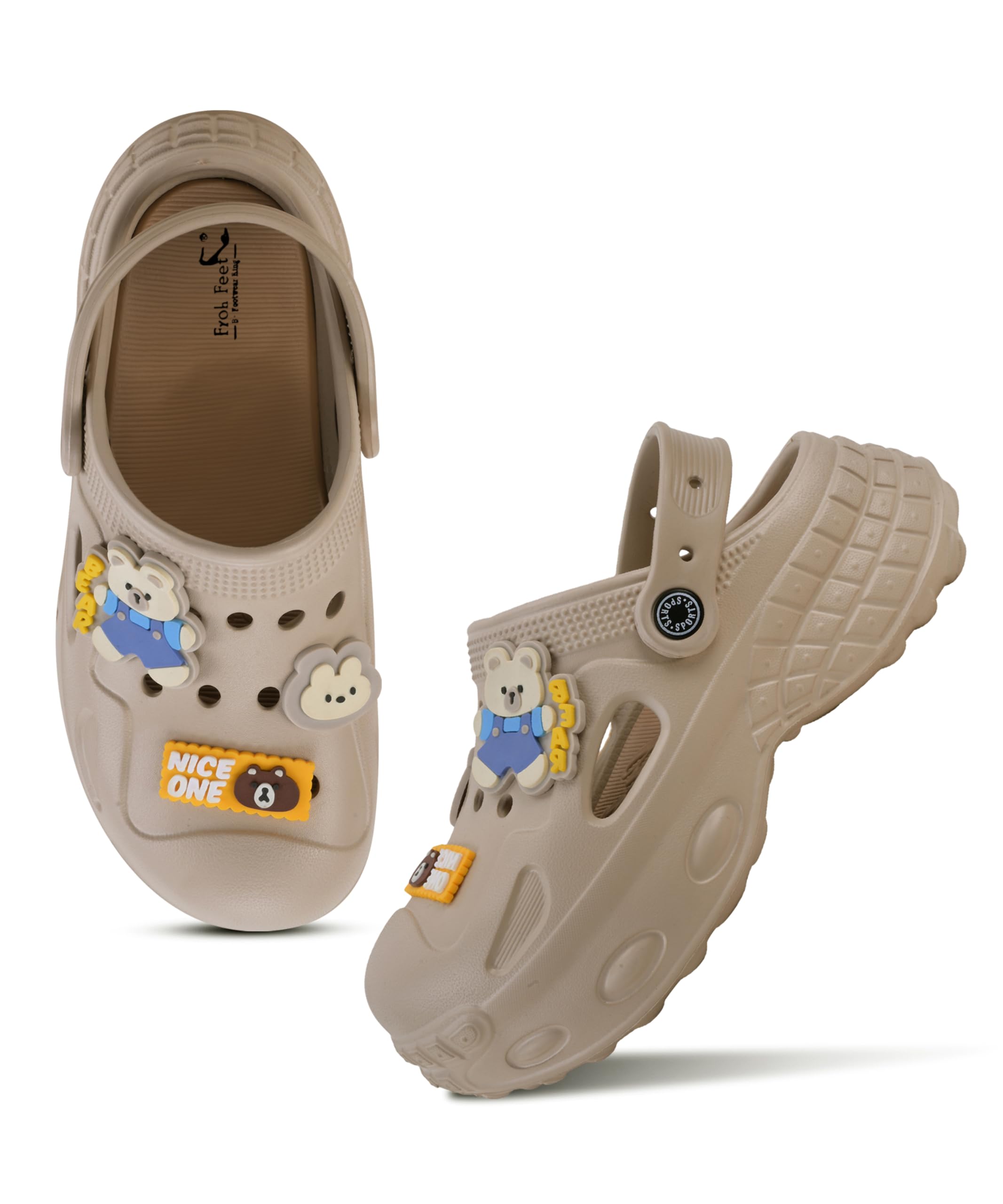 Froh Feet Cute Cartoon Charms Clogs Comfortable Chunky Sole Breathable Walking Shoes with Backstrap-image-10