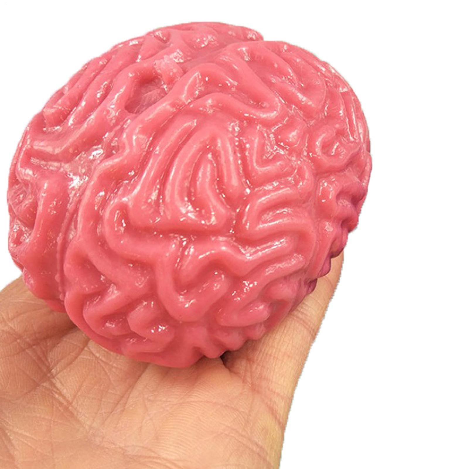 Brain Squeeze Balls | Halloween Brain Stress Relief Ball | Realistic Halloween Brains Squishy Toy | Prank Stress Relief Toy |Suitable For Haunted Houses, Costume Parties, Carnivals, Parties, Etc.