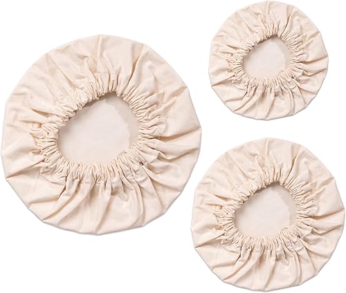 Miniatura 3 de Paquete de 3 fundas para tazones orgánicos, tapas de lino reutilizables, para almacenamiento de alimentos, para sobras, tela 100% algodón, lavable a