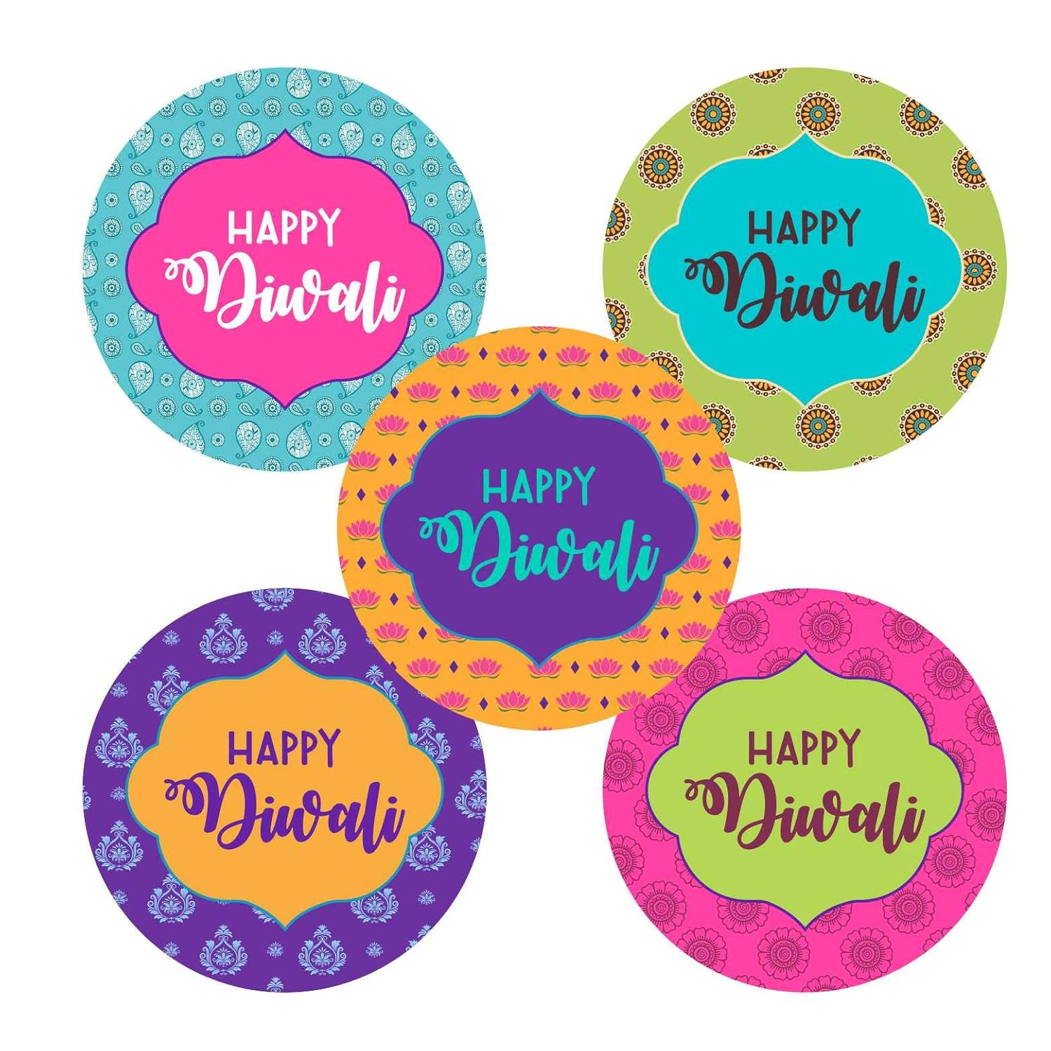 SVM CRAFT® Happy Diwali Stickers, Diwali Stickers, Happy Diwali Round