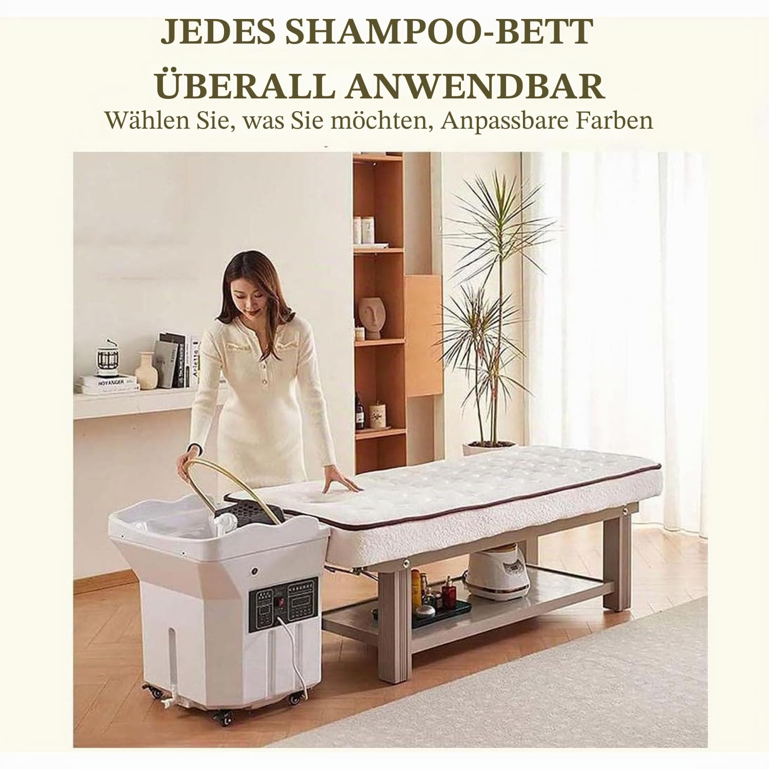 Head Spa Gerät,Japanese Head Spa Equipment,Haarwaschbecken für Bettlägerige mit 60L Wassertank, Mobiles Waschbecken, inklusive Dampfbegaser und Dampfhaube, für Kopf Spa und Friseursalons