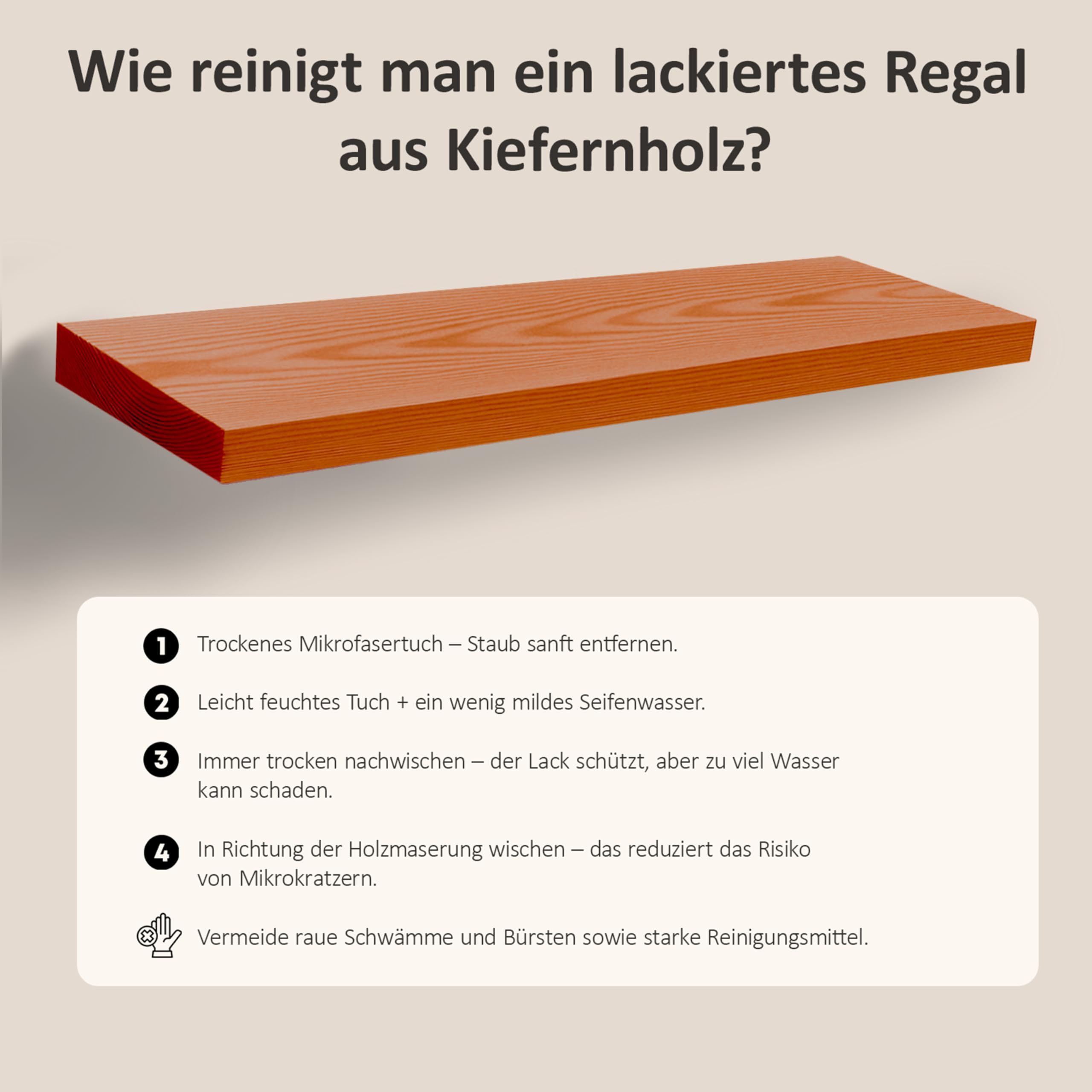 100x20x3,3 cm Massivholz Handgemacht Schweberegal - Wandregal Holz Einfach zu Montieren - Montagematerial im Lieferumfang - Belastbar und stabil Mahagoni