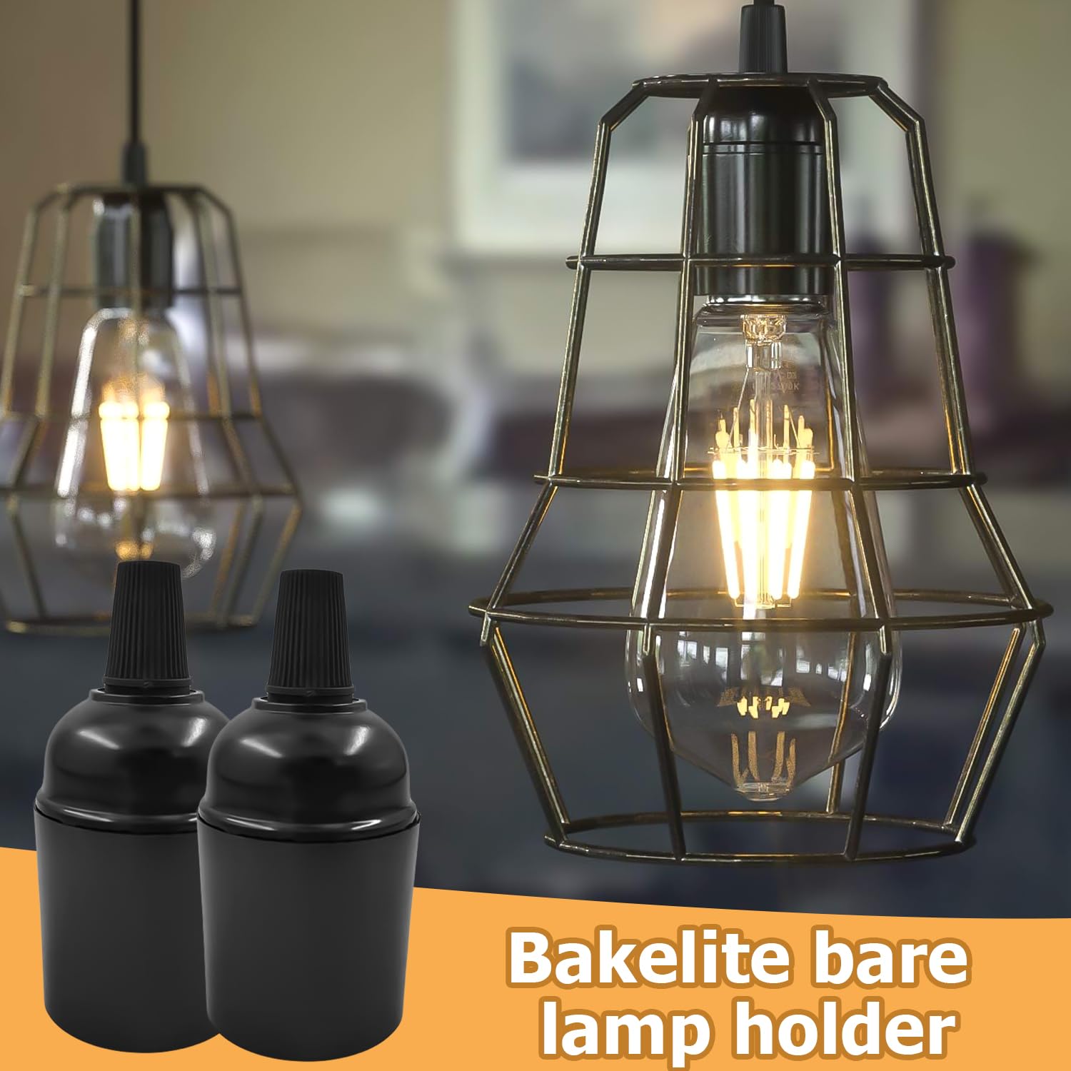 Vis E27 Noir 4 Pièces - Douille Ampoule Bakélite Solide Rétro Pour Luminaire Industriel