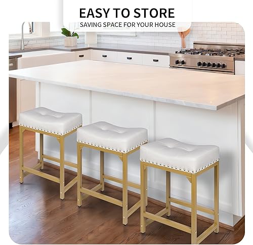 Miniatura 7 de Juego de 2 taburetes de bar de altura de mostrador para isla de cocina, taburetes de bar modernos de 24 pulgadas, taburetes de bar sin espalda,