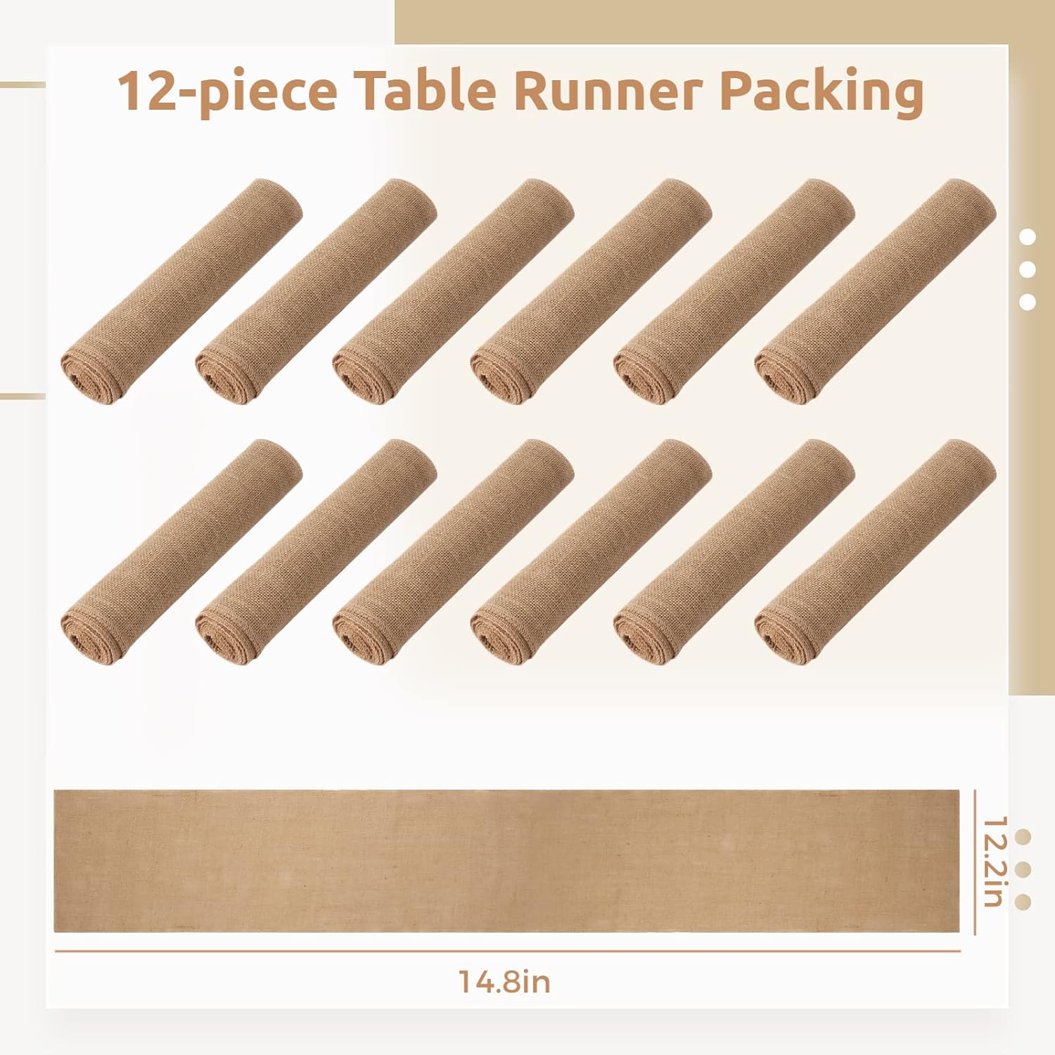 12 Packs Burlap Wedding Table Runners, 12 x 71 Inch Farmhouse Natural Jute Country Vintage Tablecloth for Banquets, Vintage Wedding Rustic Banquet Table Decoration