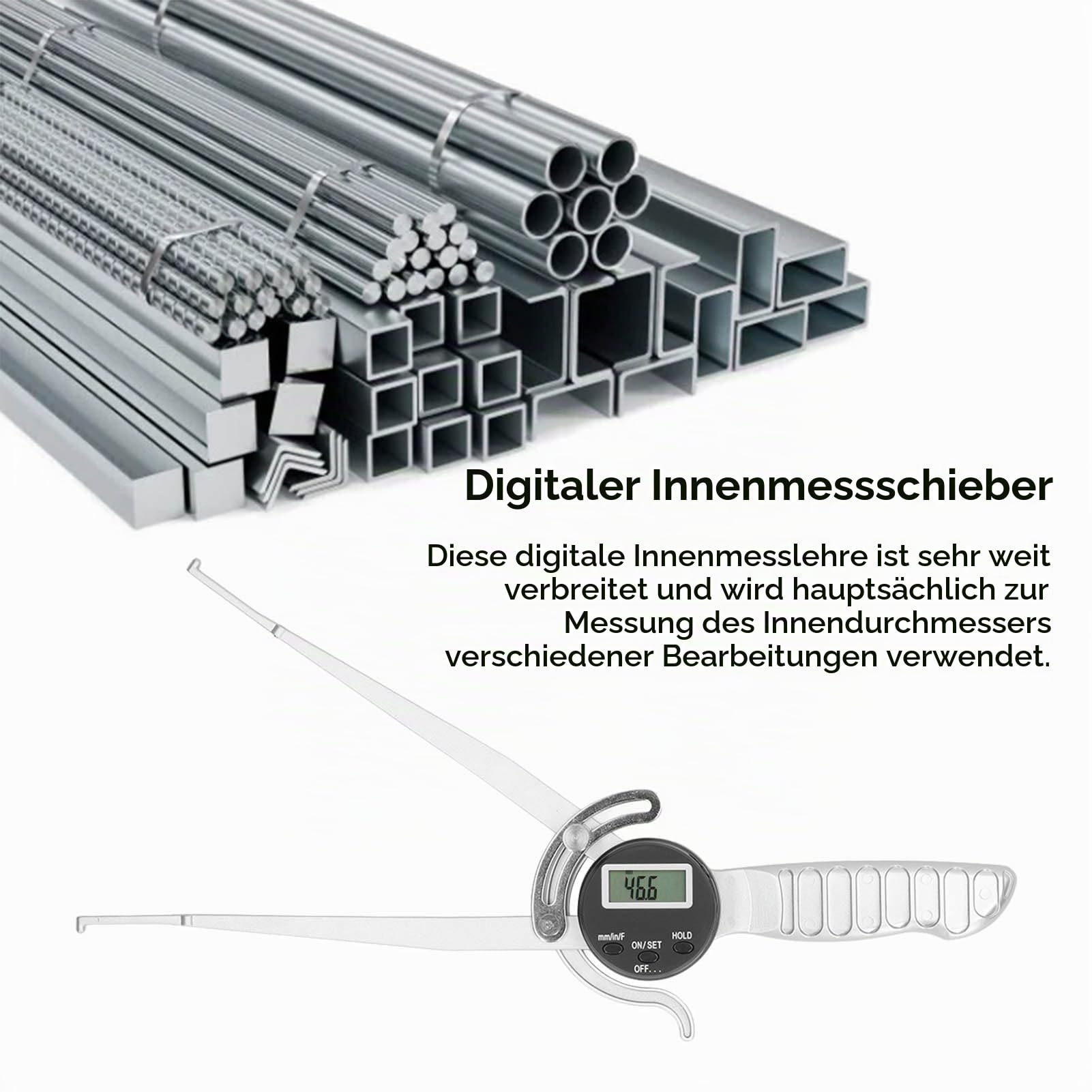 Digitaler Innenmessschieber, 12,7 Bis 216 Mm, Hochgenauer Innenmessschieber, Großes LCD-Digitaldisplay, Innendurchmesser-Messwerkzeug für Schmuck, Kartenuhr, Einheitenumrechnung