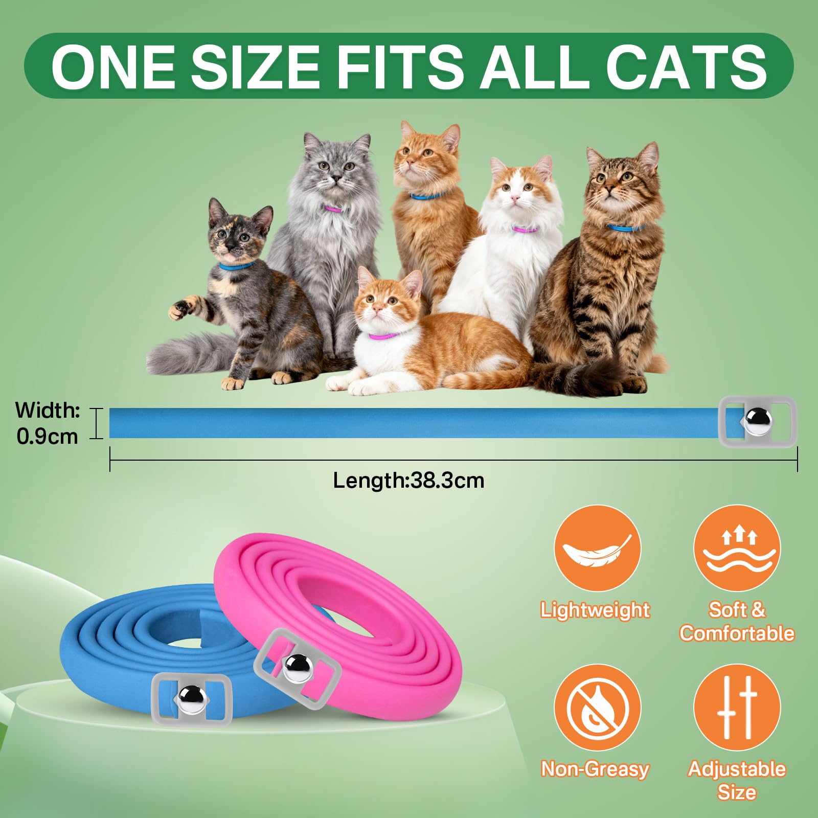 Puyrzoe Flea Collar for Cats 4 Pack, Natural Cat Flea and Tick Prevention Collar, 32-Month Full Protection, Adjustable Cat Flea and Tick for Kittens and Cats, Waterproof, 2 Pink & 2 Blue - image 8