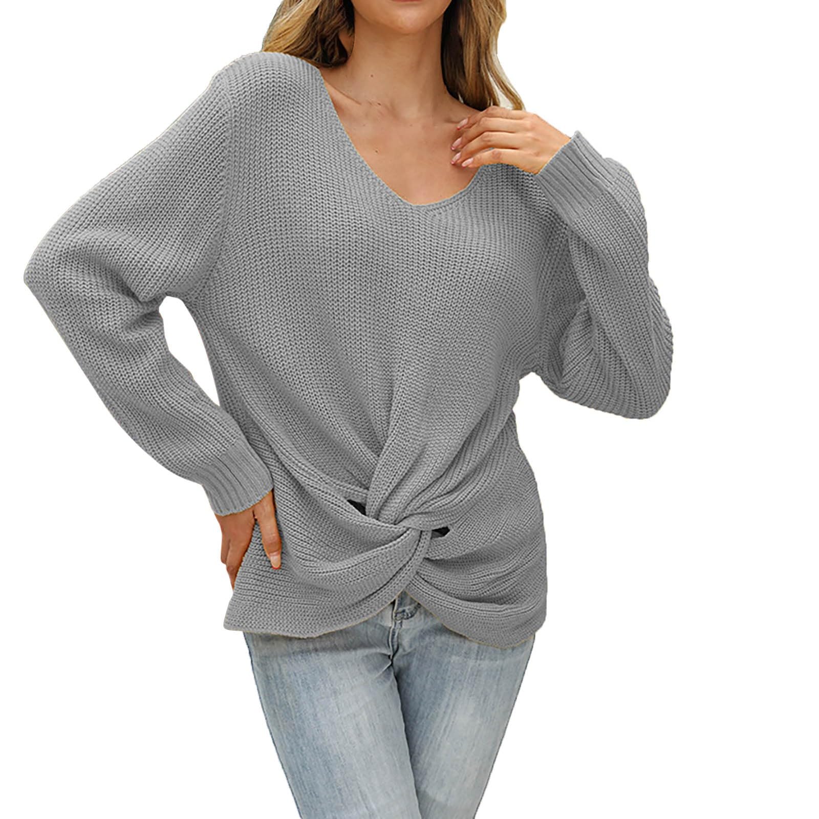 GenericWomen Street Hipster Elegant V Neck Bottoming Pullover Loose Sweater 1940 S Style Jumpers for Women UK Women Check Knit Sweater Cardigans Y2K 70Th Birthday Gifts for Women Discounted Items for Sale