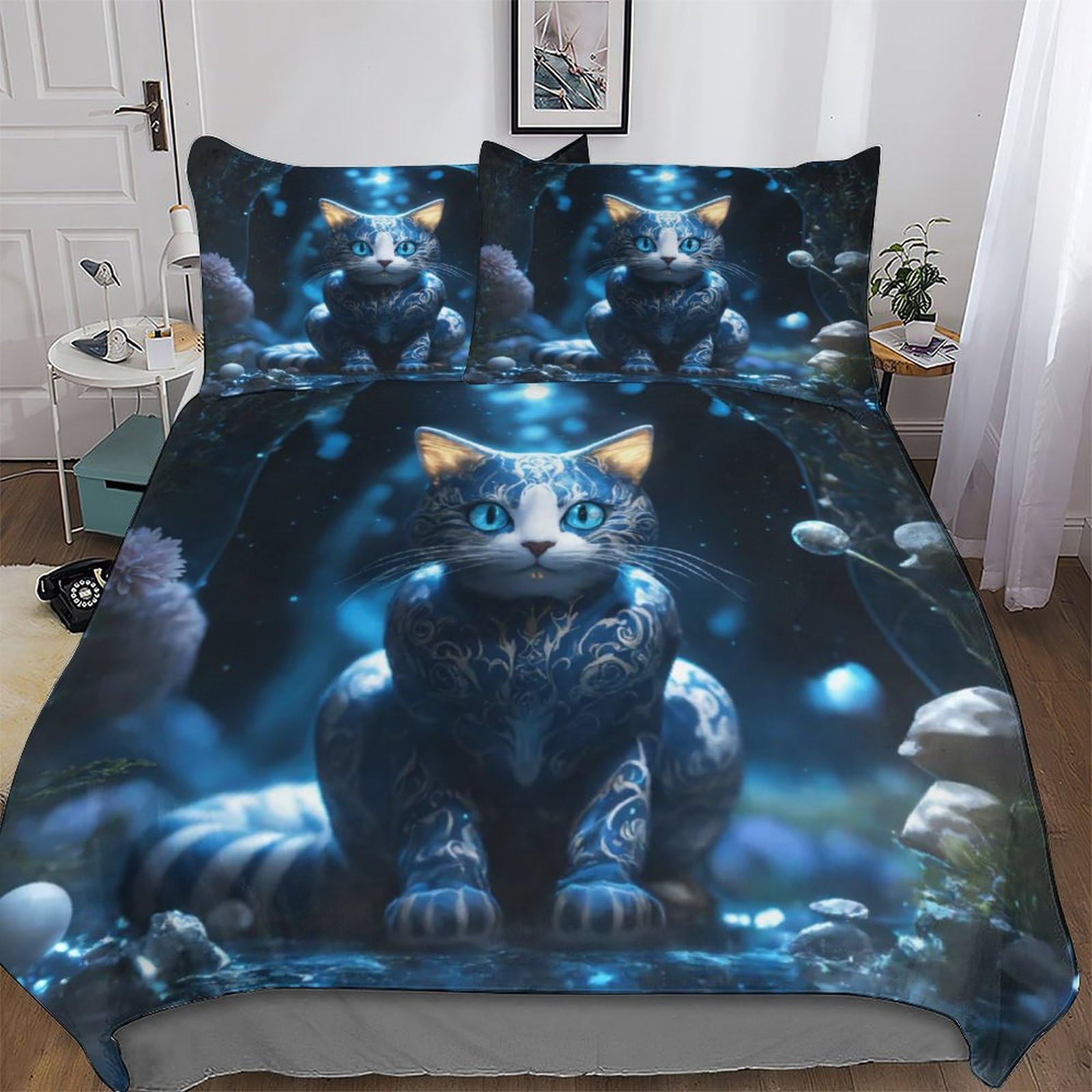 Housse de couette chat 3D douce en microfibre pour sublimer la chambre des enfants et adultes