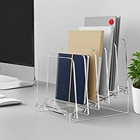 Vista 5 de 5-Tier Acrylic File Organizer for Desk, 30° Inclined Desk File Organizer, Acrylic Folder Holder Stand for Letter Size Documents, Brochures &